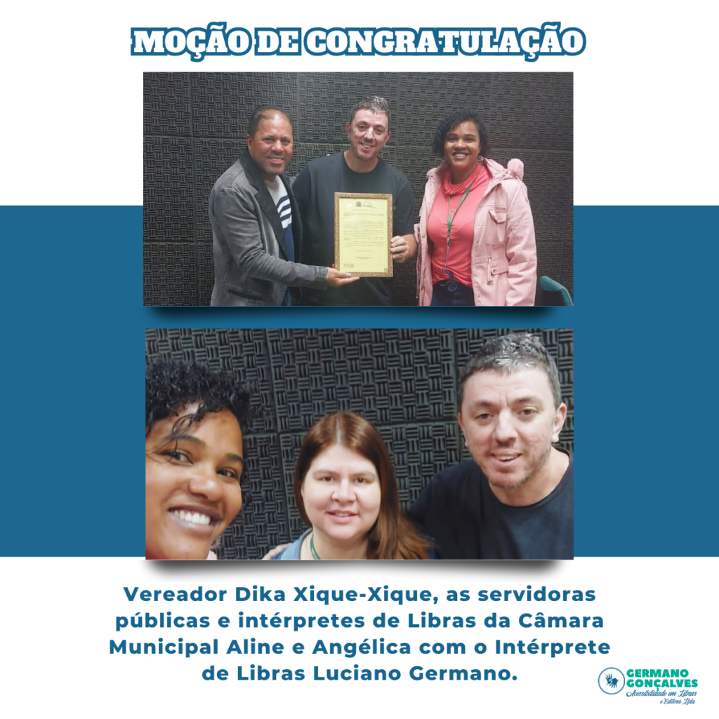 Luciano Germano recebendo a moção de congratulações das mãos do vereador Dika da Câmara Municipal de Jundiaí