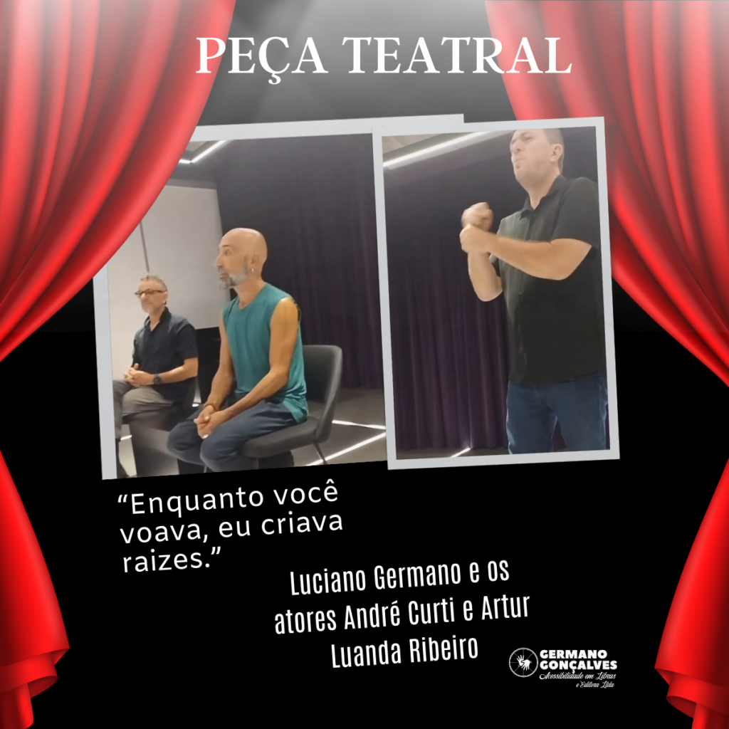 Intérprete de libras Luciano Germano no teatro Vivo - SP